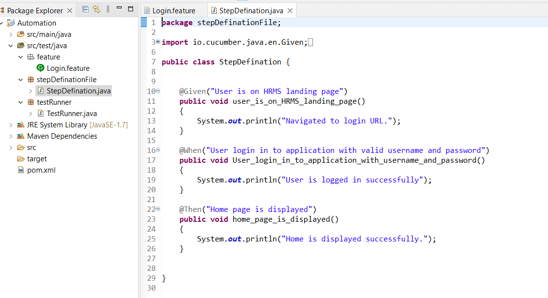 Image of Stepdefination.java