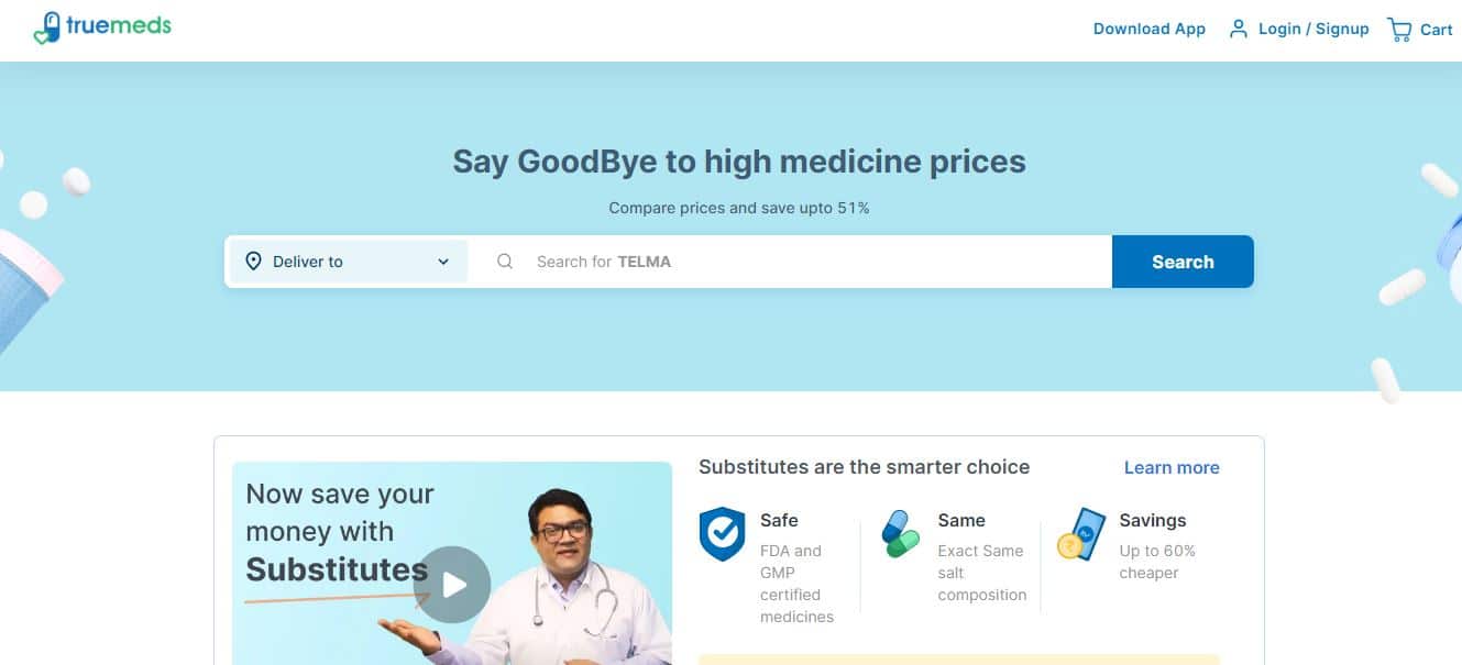 image of Truemeds web app