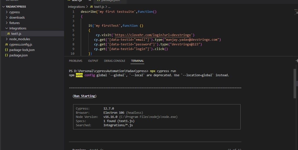 Run Starting Testsuite