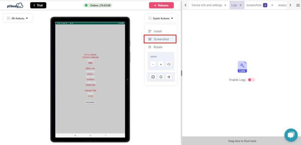 Screenshots of bugs