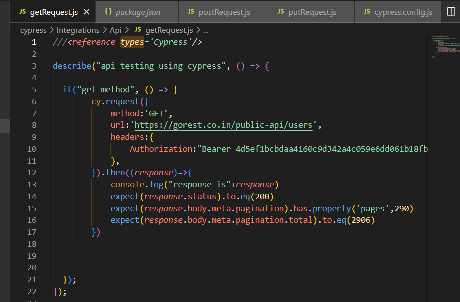 Example of cy.request
