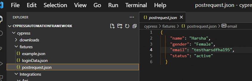 image of request json