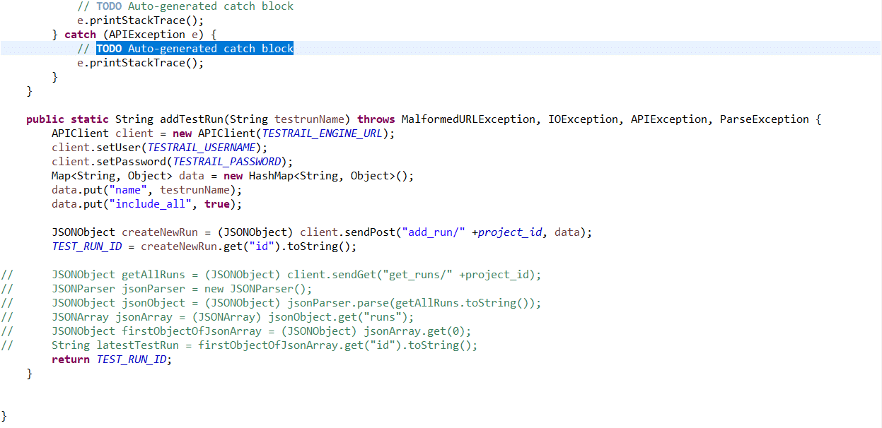 Image of test run ID