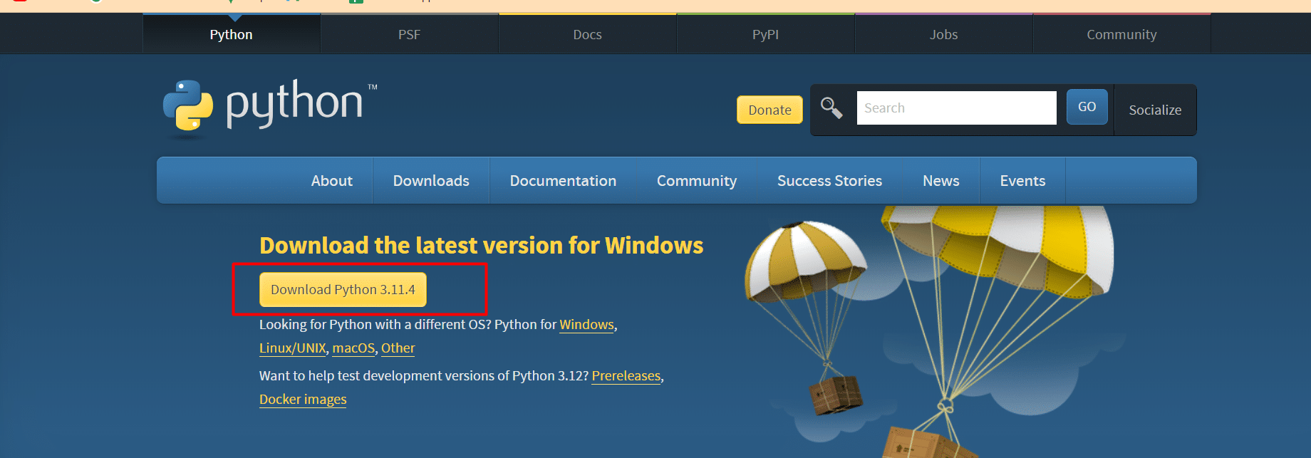 image of Python latest version for Windows