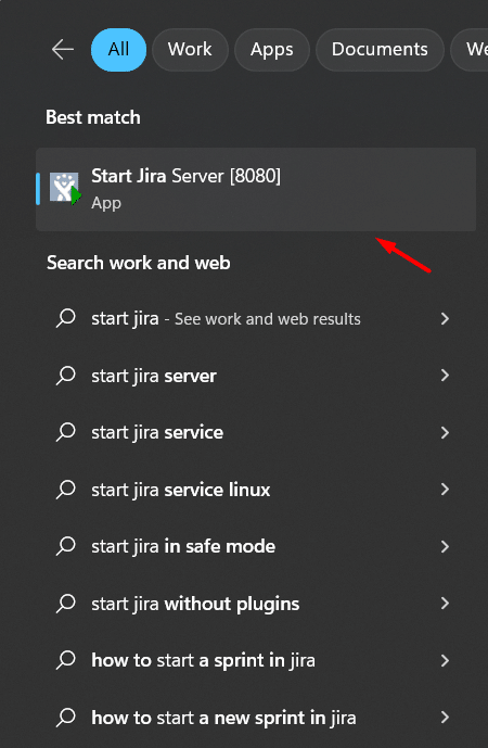 Start Jira Server 8080 Image
