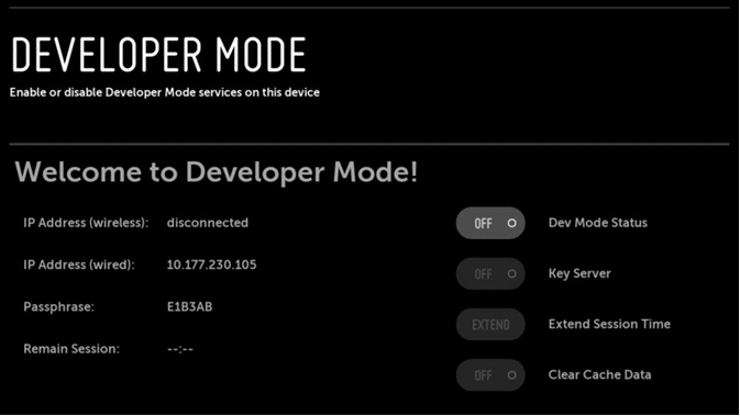 Image of Developer mode in App