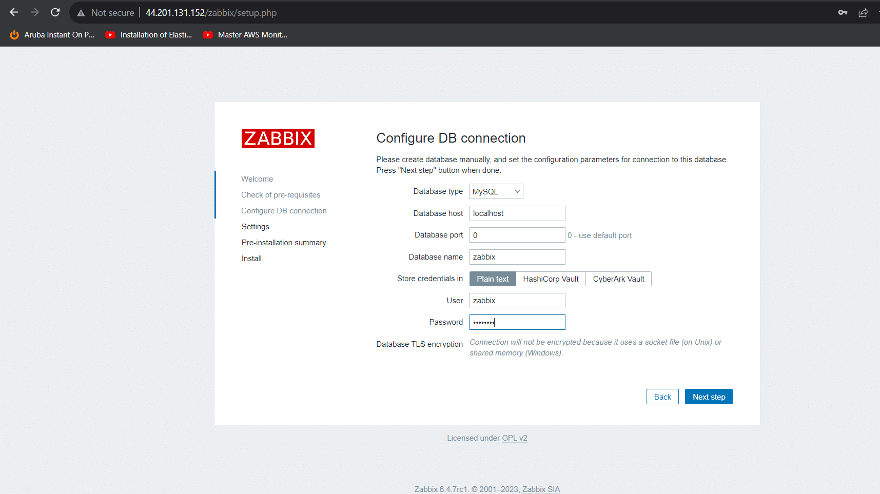 Image of configure DB Connection