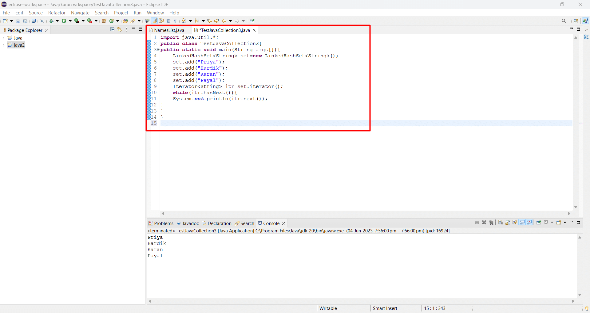 Image of LinkedHashset