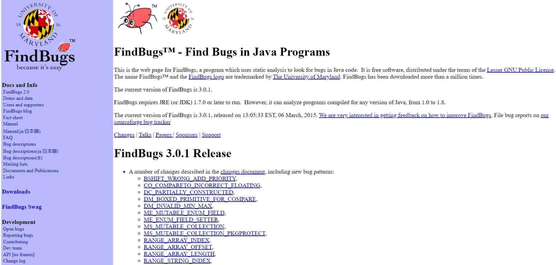 Image of FindBugs code review tool