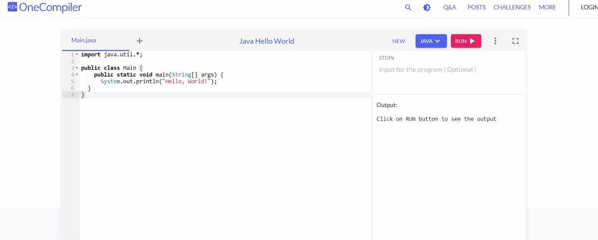 image of OneCompiler software tool