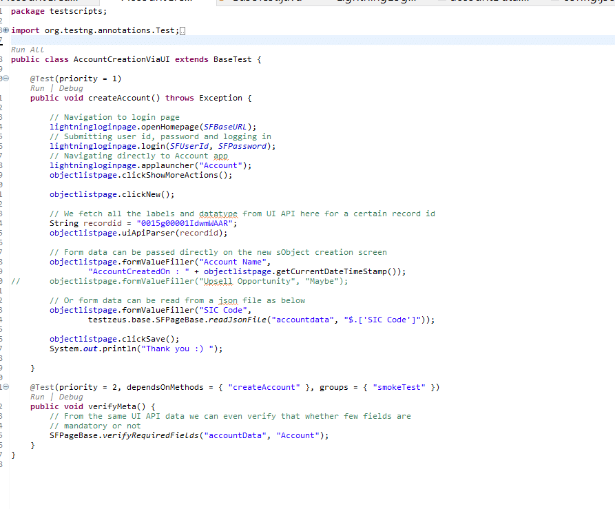 Image of actual test class