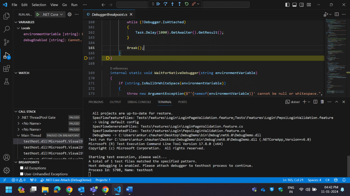 Image of additional debugging