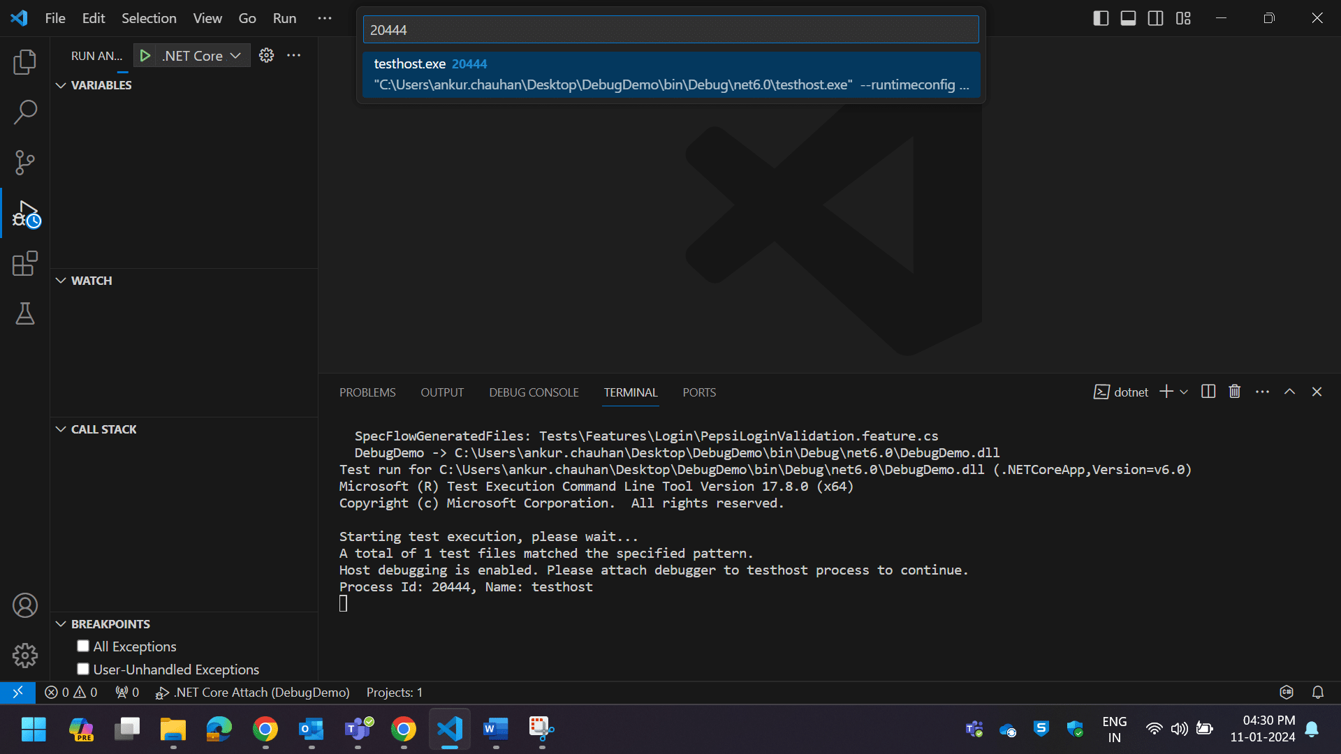 Image of testhost exe
