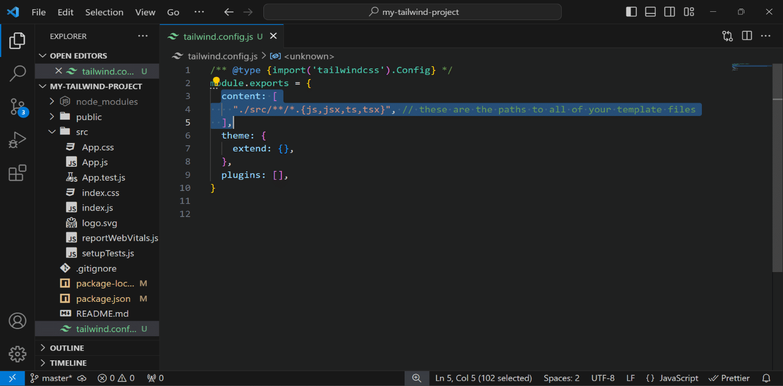 Image of template configuration