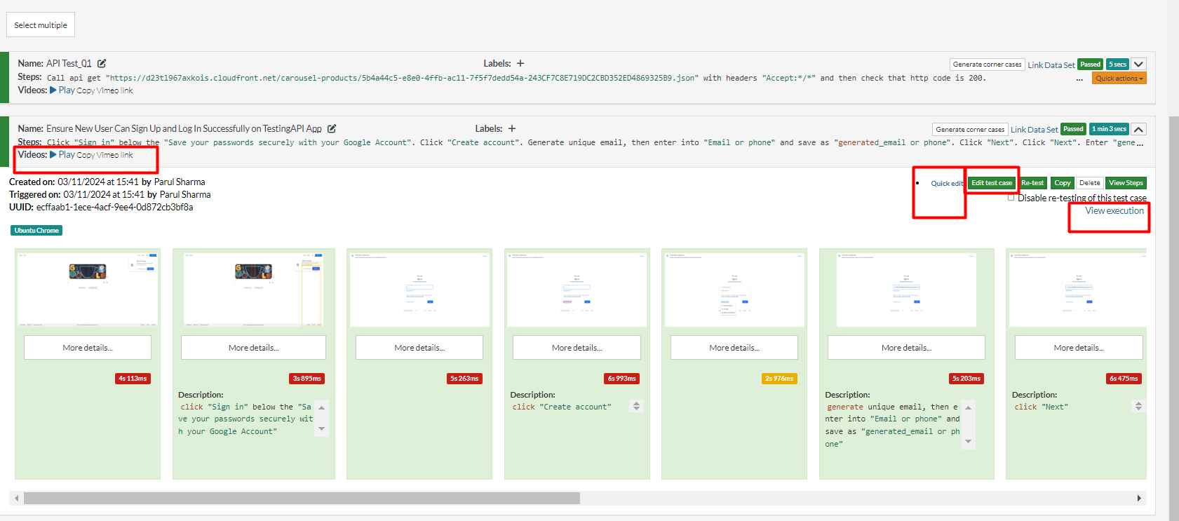 Image of test results