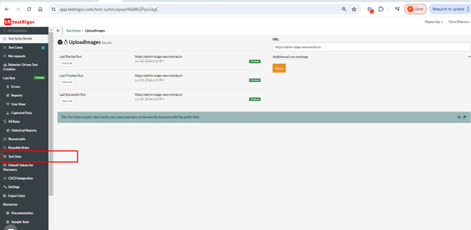 image of Testrigor Dashboard