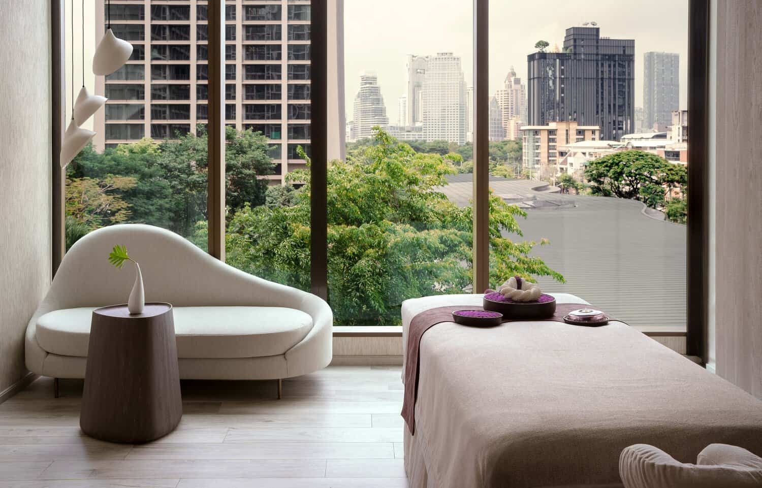 A massage room at amaranth spa, one of the best luxury spas in Bangkok, Thailand.