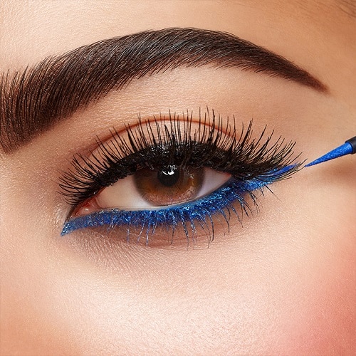 maquillage yeux marrons bleu