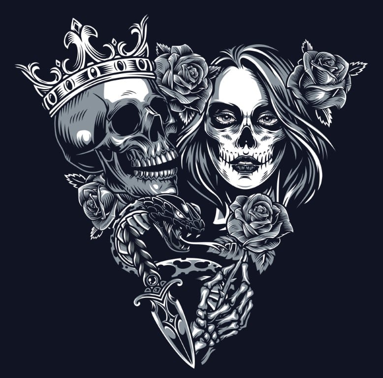 Motif chicanos avec roses