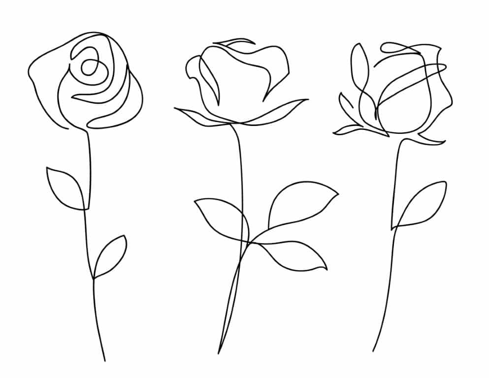 Tatouage de rose en trait continu