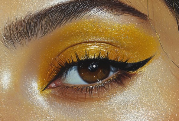 yeux noisette fard a paupiere jaune