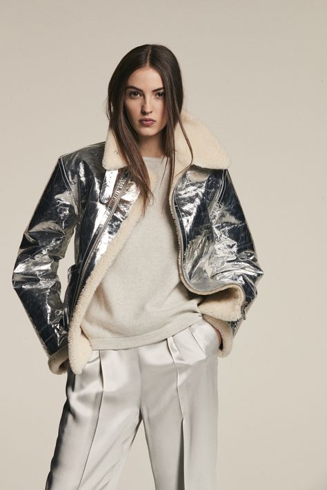 blouson aviateur pour femme en peau lainée tendance