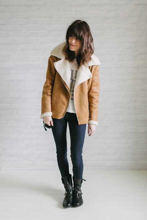 blouson aviateur pour femme en peau lainée tendance