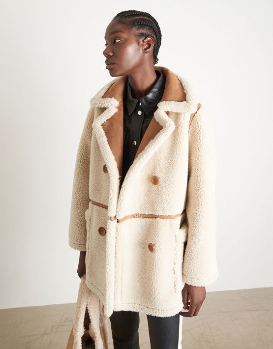 blouson aviateur pour femme en peau lainée tendance