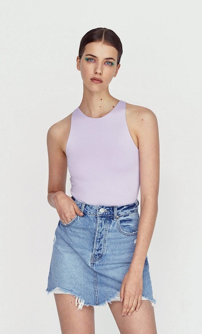 minijupe en denim stradivarius
