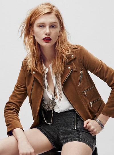 blouson moto femme en daim