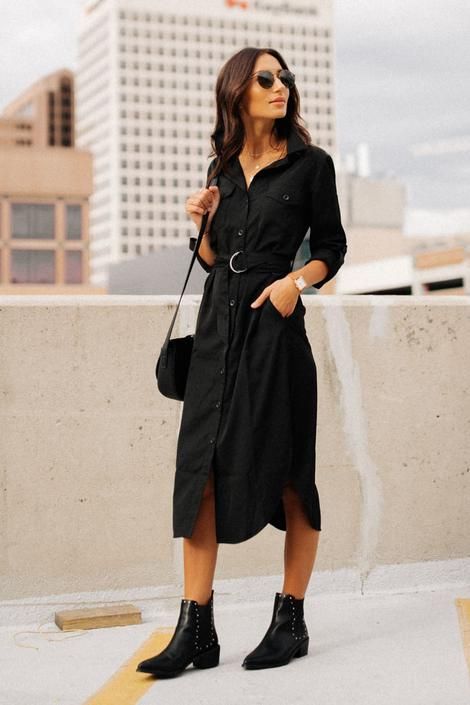robe chemise longue noire