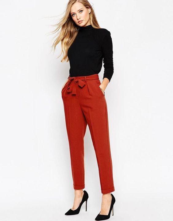 pantalon carotte rouge
