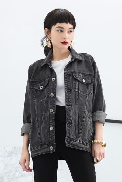 porter veste en jean noire