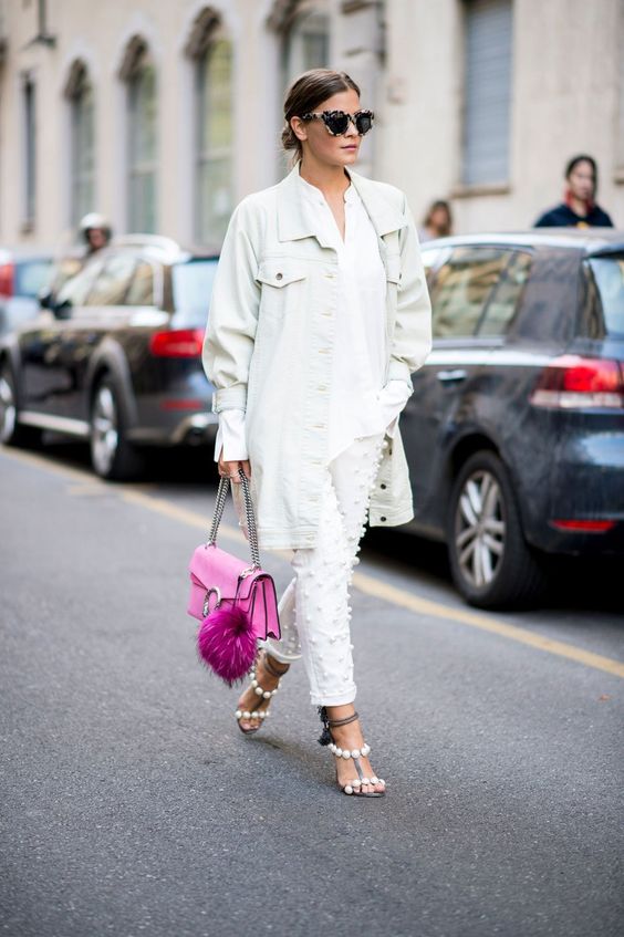 total look jean blanc