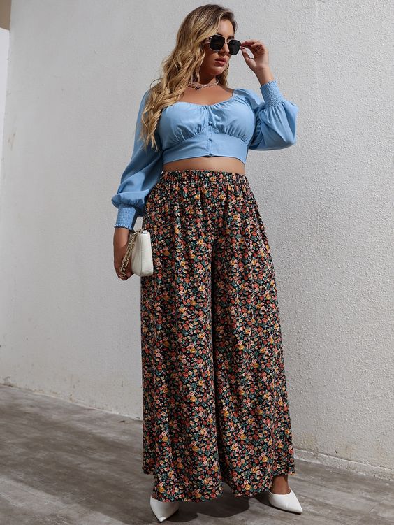 pantalon femme ronde imprimé fleurs