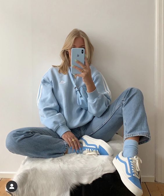 vans bleu look femme
