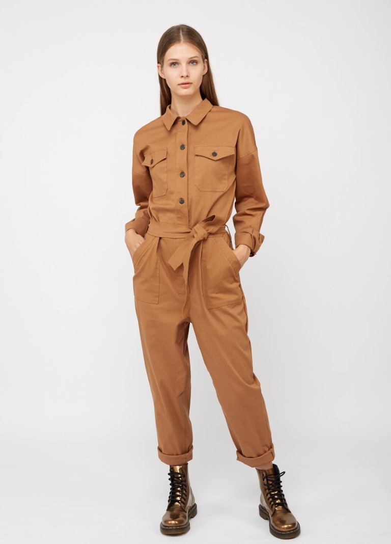 combinaison femme coton beige camel