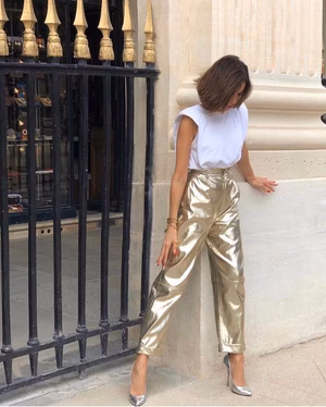 pantalon doré look