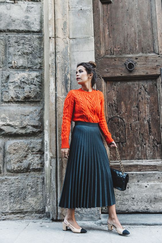 jupe longue plissée slingback