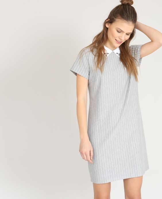 robe grise col claudine
