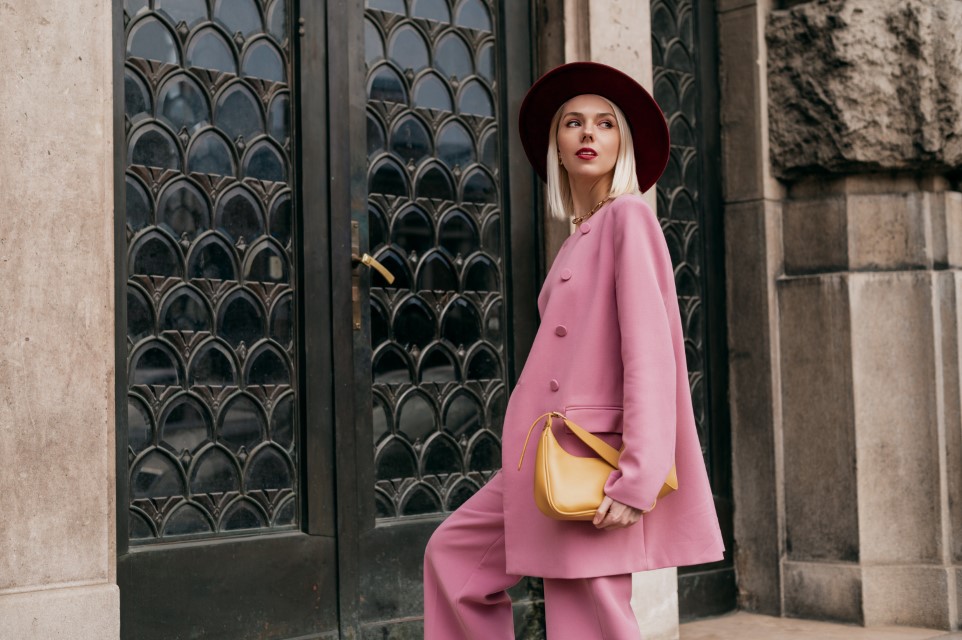 ensemble tailleur femme rose