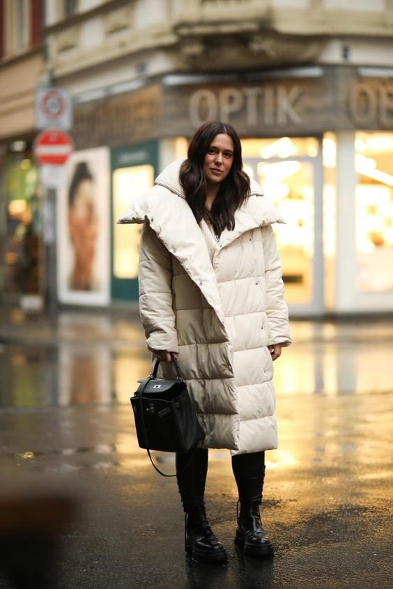 doudoune beige maxi