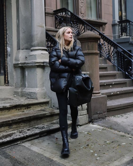 doudoune noire total look
