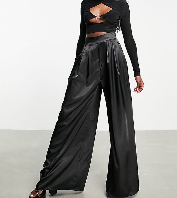 pantalon plissé satiné