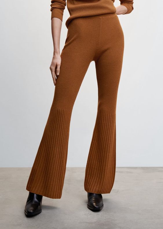 pantalon maille marron