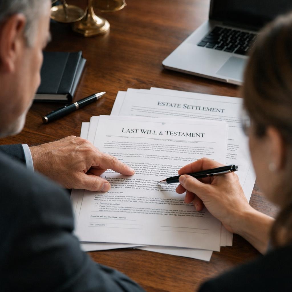 Executor and administrator reviewing estate documents for probate sale in Columbus, Ohio, showcasing Hometeam Solutions' expertise in selling probate homes quickly and as-is.