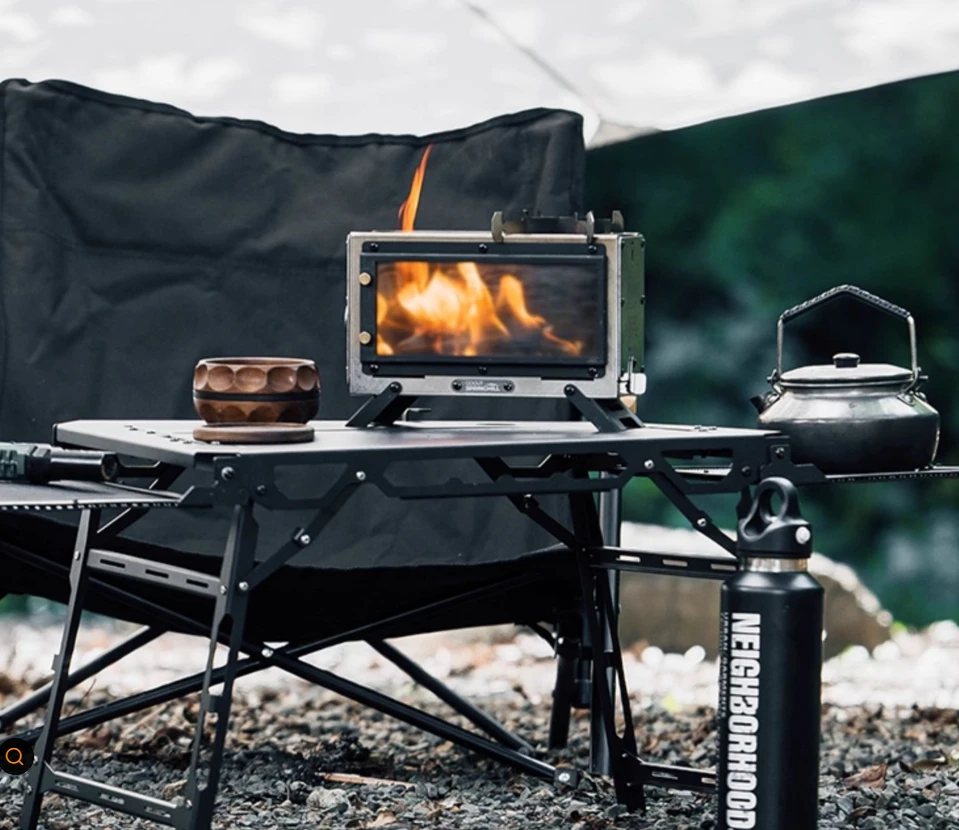 Singema Stainless Steel Desktop Micro Fireplace Mini Portable Wood Fire Stove