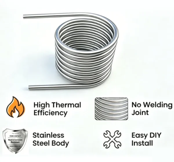 Ventajas del kit de serpentín para bañera de hidromasaje de leña Singema, de acero inoxidable 304, para montar uno mismo