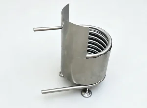 Intercambiador de calor de serpentín tubular alimentado con leña, modelo E1, con protector contra el fuego – Sistema autónomo de acero inoxidable 304