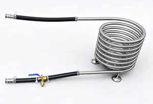 Dutch Tub Wood Fired Heater Coil Model C4 with Support – close-up detail of 304 stainless steel coil